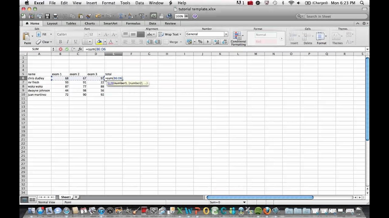 using sum in excel for mac